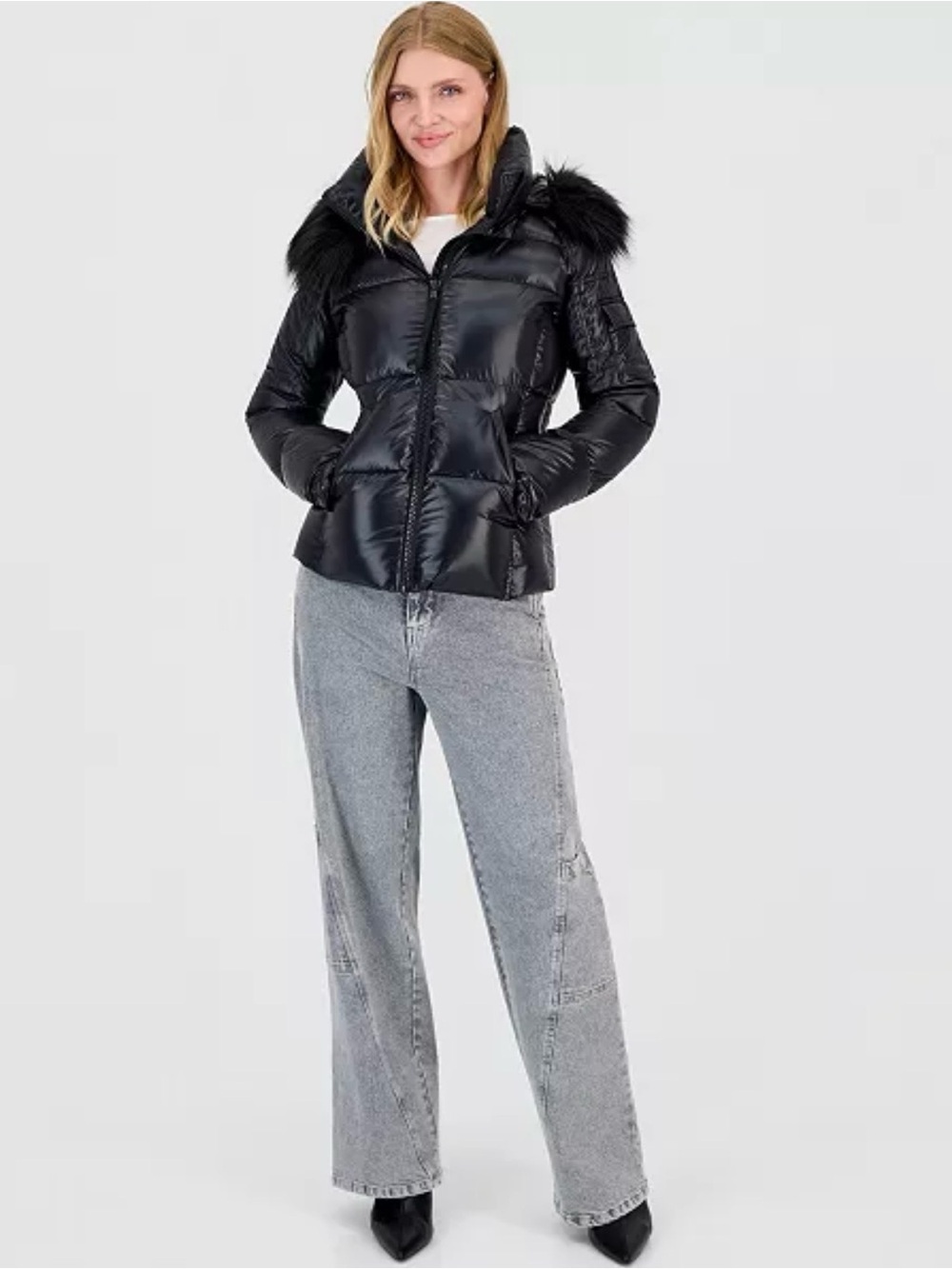 S13 Women's Allie Faux-Fur-Trim Hooded Puffer Coat